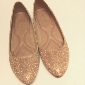 Women's Top Moda ballet slipper rose gold sparkle, size 8.5